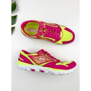 Skechers Go Run Running Shoes Yellow Pink Sneakers Lace Up 13500 Women's 8.5